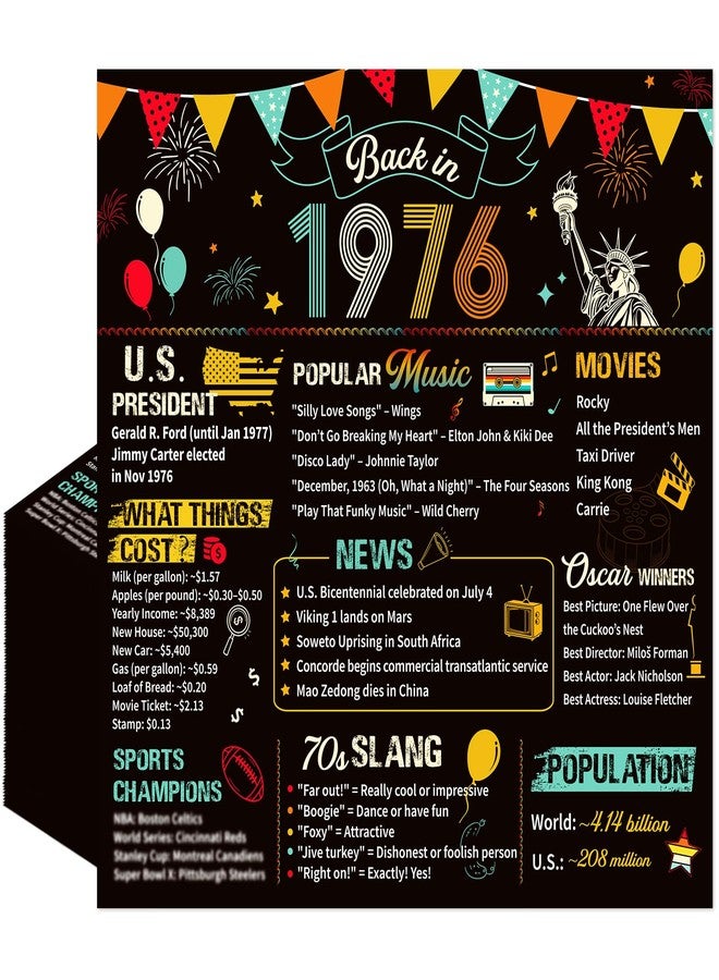 refavor Vintage 50th Birthday Napkins, 50PCS Back in 1976 Birthday Party Decorations Supplies for Men Women, Colorful Cheers to 50 Years Disposable Napkin - Image 1